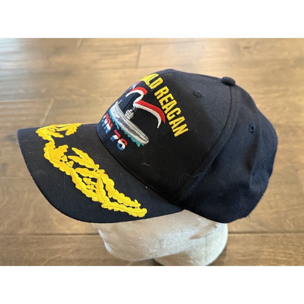 Vintage USS Ronald Reagan CVN 76 Mens Navy Embroidered SnapBack Hat Made in USA - Picture 4 of 8